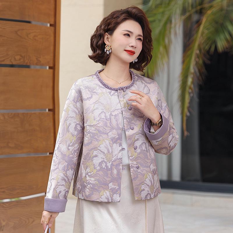 

Stylish Spring 2026 Chinese Jacket for Middle-Aged & Elderly Women - Plus Size, Trendy, and Elegant for Ages 50+ 5XL (150-165 lbs)