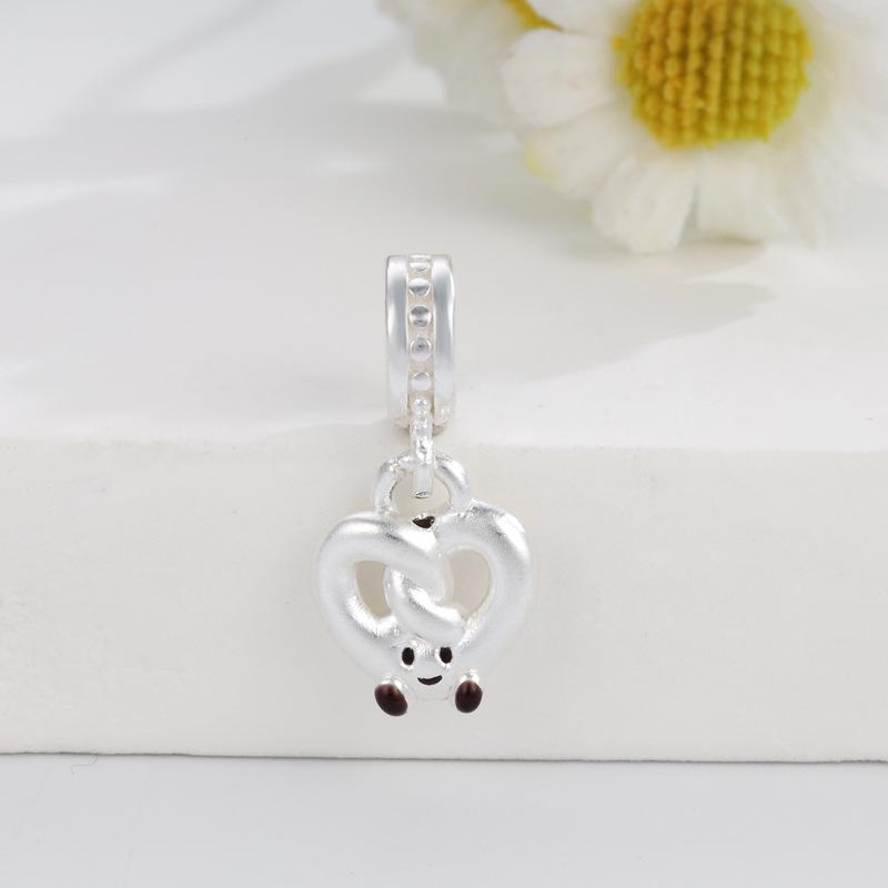 S925 Sterling Silver Painted Luck Bead DIY Jewelry Accessories with Water Knot Design and Handmade Braided Rope