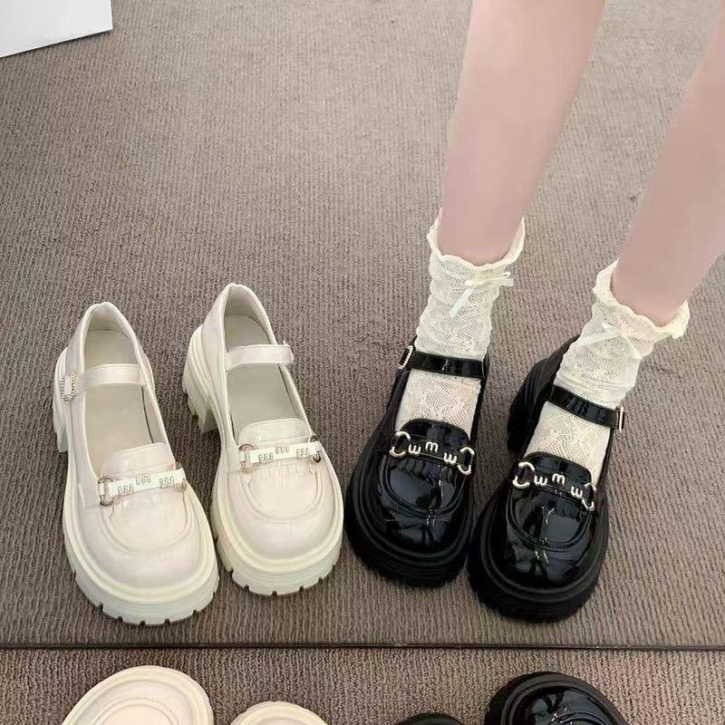 Skinny Thick-soled Small Leather Shoes Female Mary Jane Shoes Skirt Fairy Autumn Wind Japanese with Small Fragrant Single Shoes