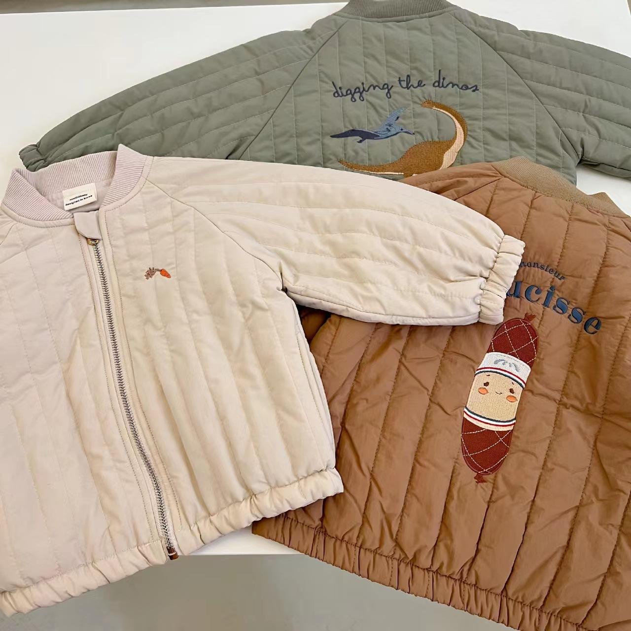 

Детская осенне-зимняя одежда, летный костюм для мальчиков и девочек, верхняя одежда, бейсбольное пальто с мультяшной вышивкой, хлопковая стеганая куртка для ребенка 18M коричневый