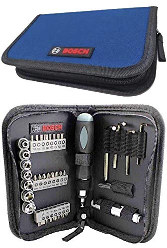 

BOSCH Ratchet Screwdriver, Driver Bits, Socket Set, and Bag Set (2607017511) [Parallel Import]