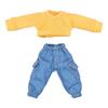 Niannyyhouse Obitsu 11cm Doll Clothes, Long Sleeve Vest, Pocket Pants, Doll Clothes, 112 BJD Doll Dress-Up (Yellow)