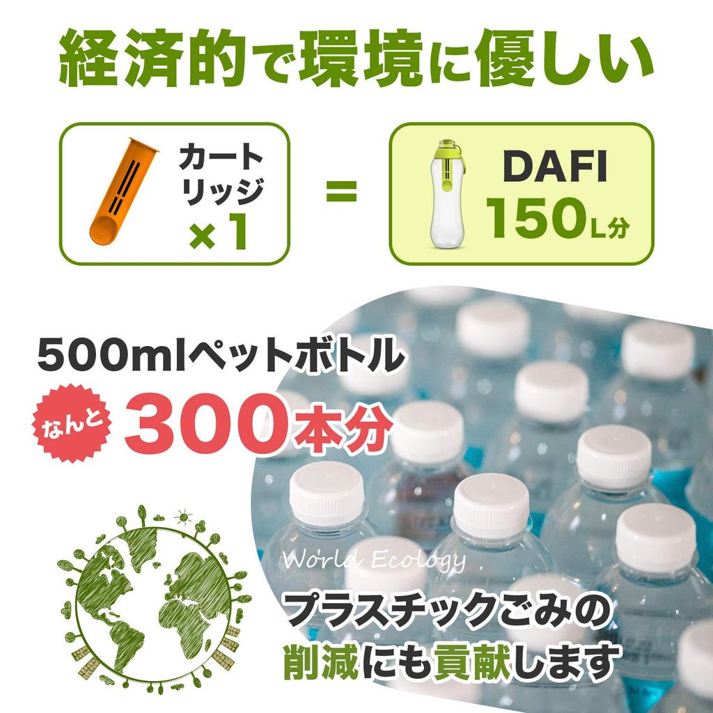 Dafi Water Purification Bottle Filter Activated Carbon 2 Cartridges 1 Cap Genuine + [Japanese Specifications/Japanese Product] (Light Gray)