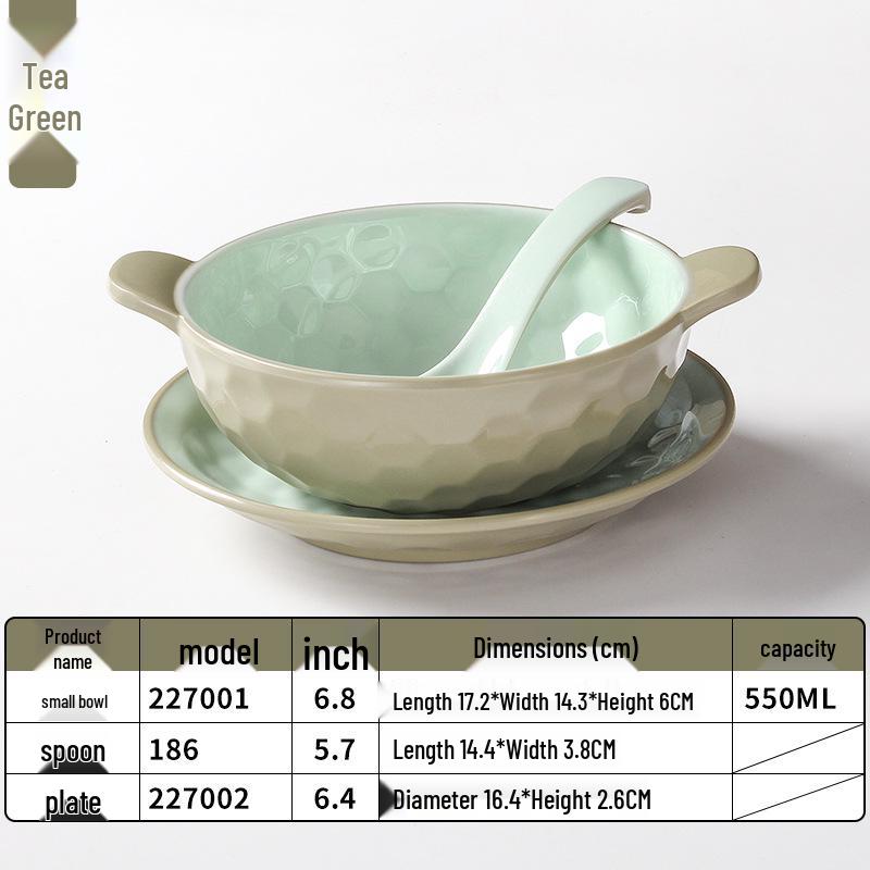 A5 Melamine Porcelain-Style Dessert Bowls: Creative Double-Ear Set for Sweets, Soup, Shaved Ice, and Snacks