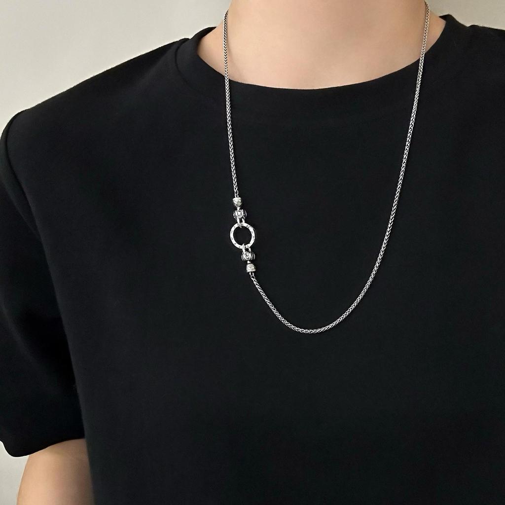 Collana con Mantra in Argento Sterling S925: Design Etnico Retrò, Catena Chopin Versatile