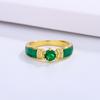 Hot Selling Fashion Emerald Zircon Ring for Women Light Luxury Enamel Drop Ring Ring