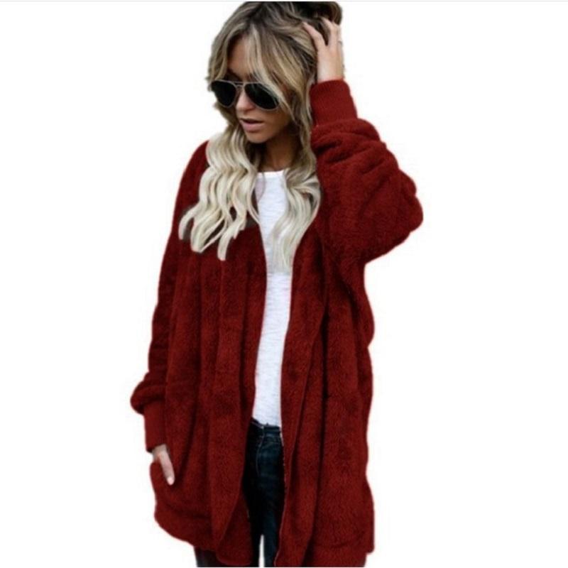 Cozy Women Winter Fluffy Coat Fleece Fur Jacket Teddy Bear Hoodies Soft Material