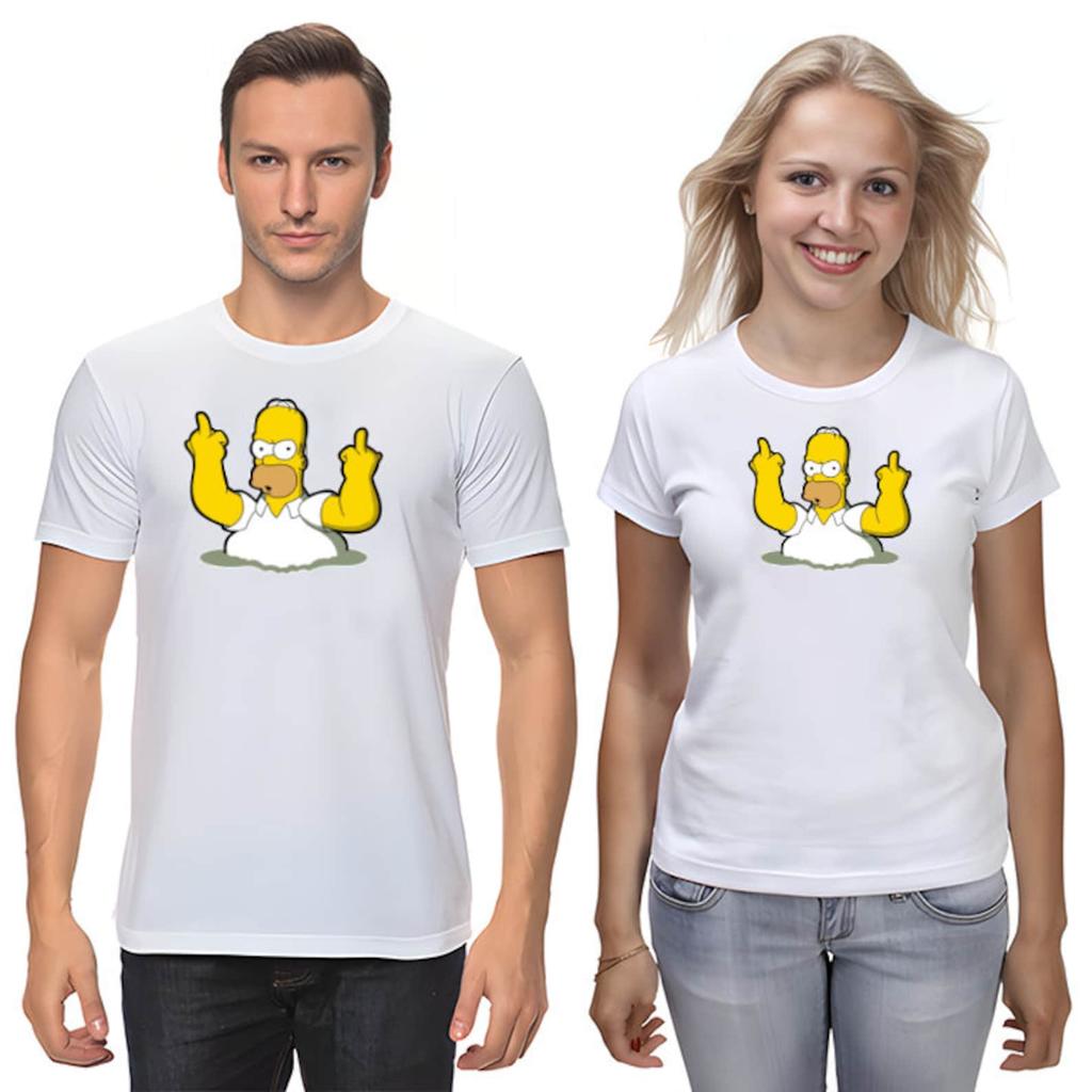 The Simpsons,Homer,Marge,Bart,Lisa Figure, Short Sleeve White-Black Men's / Women's T-Shirt G086