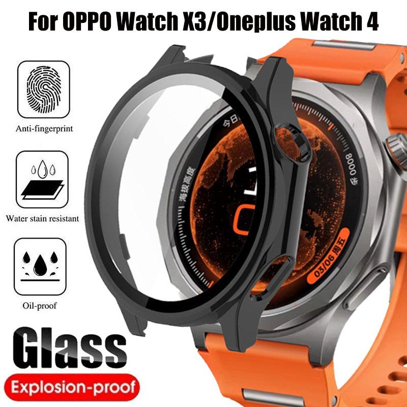 Tempered Glass+Case For OPPO Watch X3 Anti-scratch Screen Protector PC Protective Bumper For Oneplus Watch 4/OPPO X3 Accessories