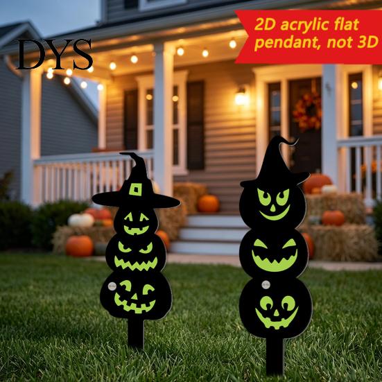 Fluorescent Outdoor Decor Halloween Ghost Garden Stake, Spooky Glow-in-The-Dark Yard Sign, Pumpkin Stakes Scarecrow Acrylic Decoration for Lawn