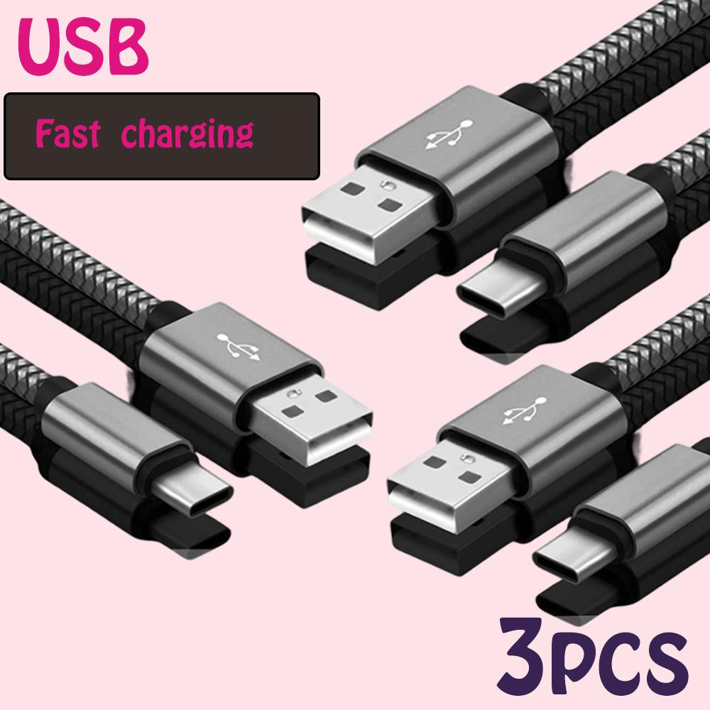 Nylon Data Cable Fast Charger USB A to Type C Charging Cable For Huawei Samsung Android phone TypeC Charging Device 1M 2M 3M