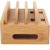 Oumefar Bamboo Multi-Device Stand Holder Charging Station Phone Tablet Charger Organizer 4 in 1 Charging Station for Multiple Devices for Meeting
