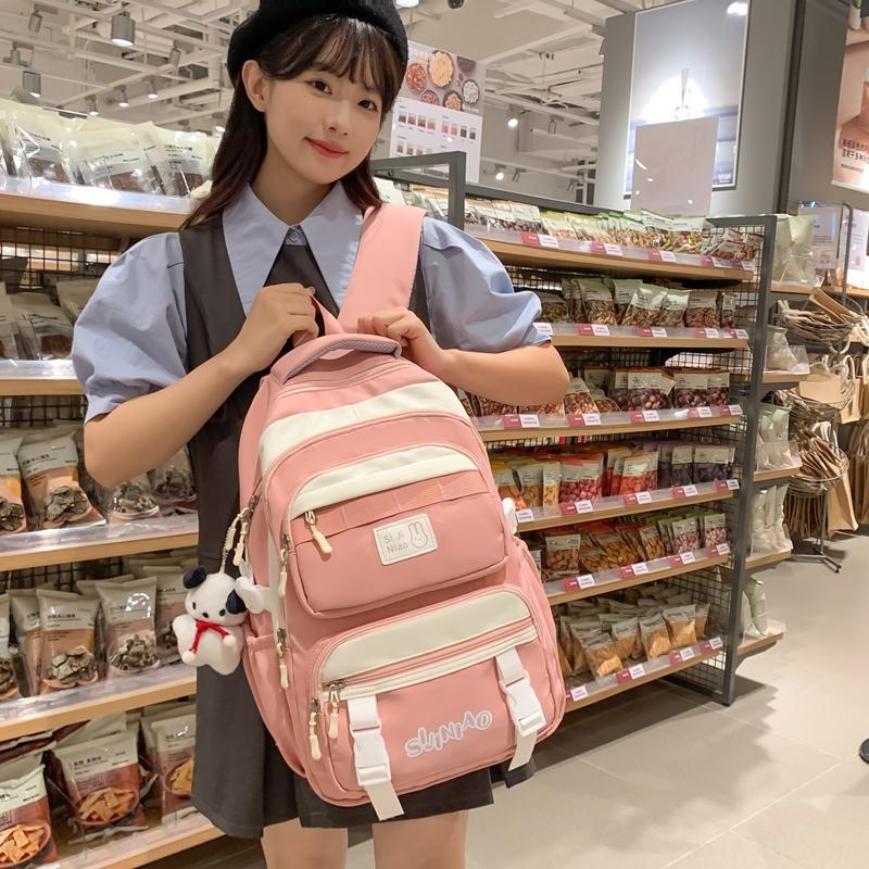 Primary School Students Schoolbag Grade Three To Five Large Capacity Backpack Girls Color Block Backpack