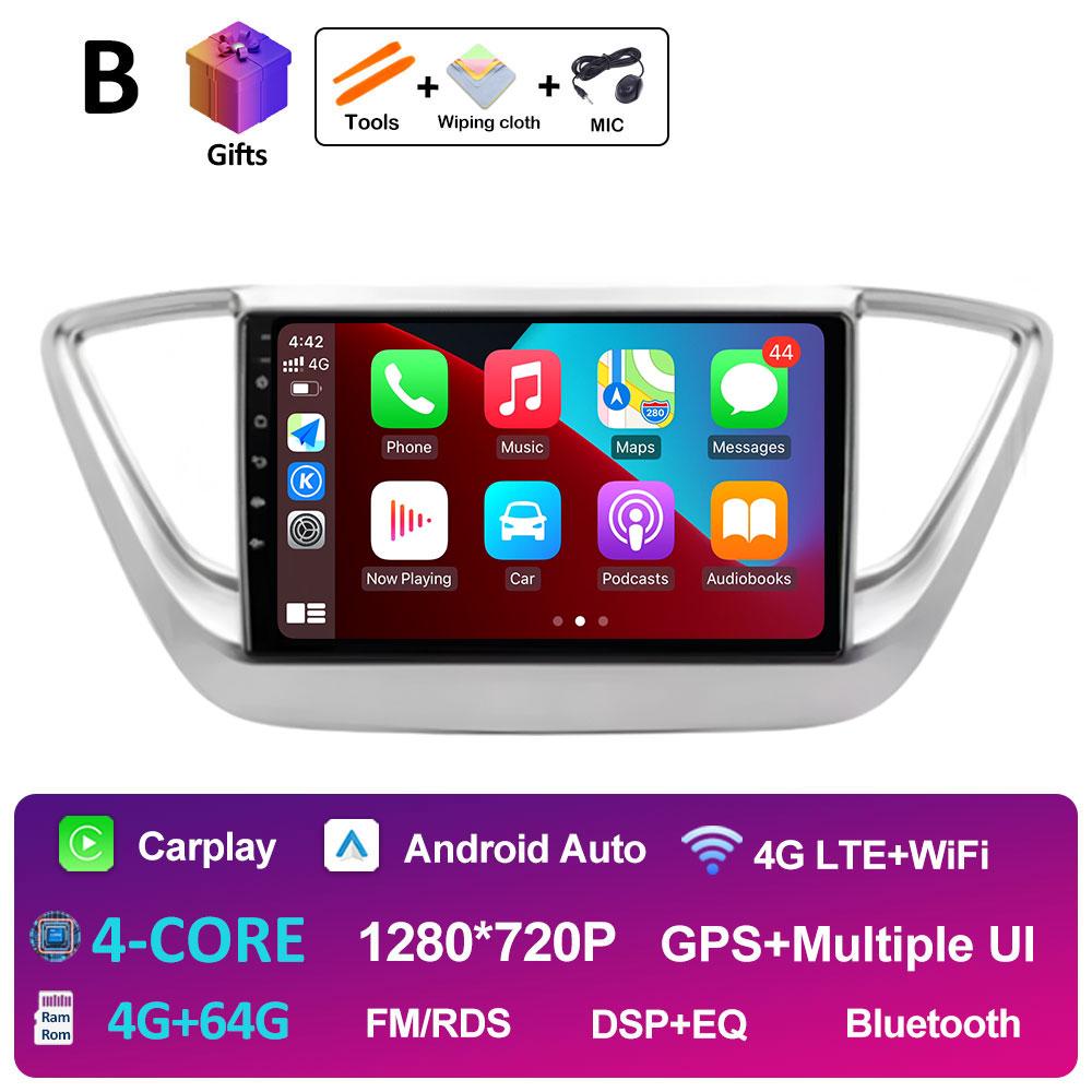 For Hyundai Solaris 2 Verna Accent 2017 2018 2019 2020 DSP Stereo Autoradio 9 inch Wireless Carplay Cooling fan WIFI Accessories