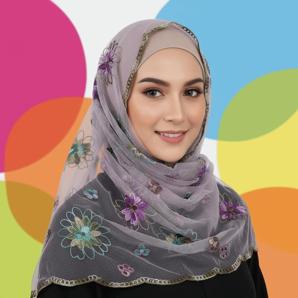 Breathable Sheer Shawl Lightweight Summer Hijab Lace Scarf Mesh Stole Elegant Lady