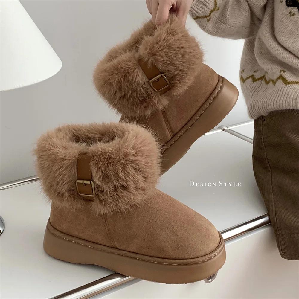 

2024 Новые классические утолщенные флисовые женские зимние ботинки, удобные теплые ботильоны, женская зимняя обувь для женщин 40-41 коричневый