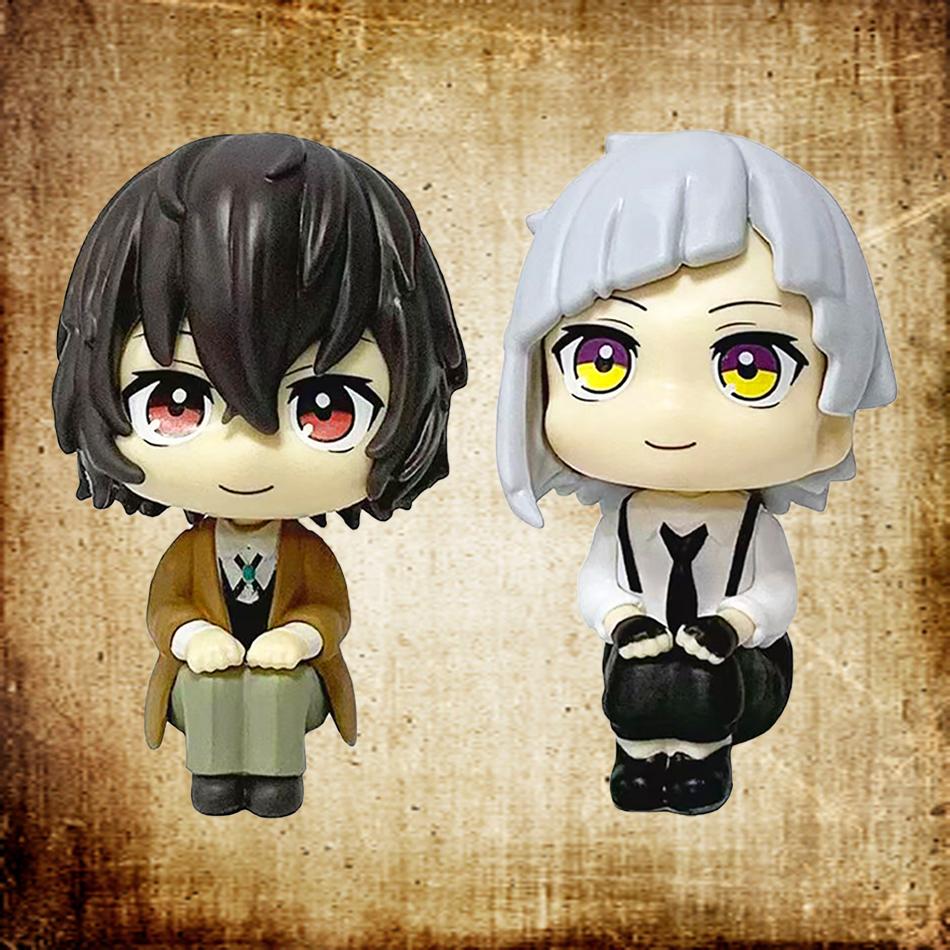 Q Sürüm Anime Bungou Köpekleri Aksiyon Figürü Nakajima Atsushi Dazai Osamu Sevimli Büyük Kafa Oturur Pozisyonda PVC Model Oyuncaklar