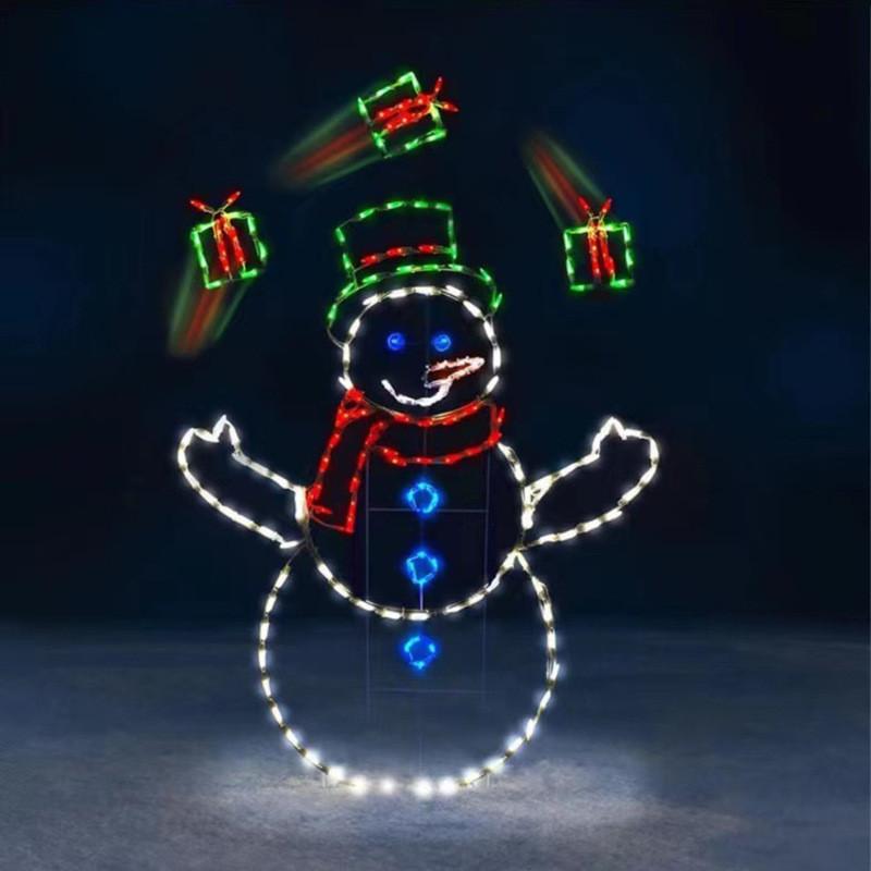 Christmas Snowman Metal Garden Decor With Lights For Holiday Festivities