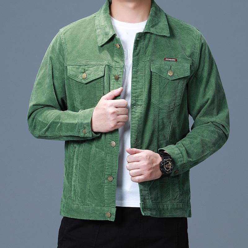 2024 Spring And Autumn Jacket Coat Korean Edition Corduroy Slim Fit Casual Solid Color Collar Jacket Top
