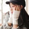 Winter Knitted Driving  Half Finger Gloves Faux Mink Wrist Arm Warmer Women Mittens