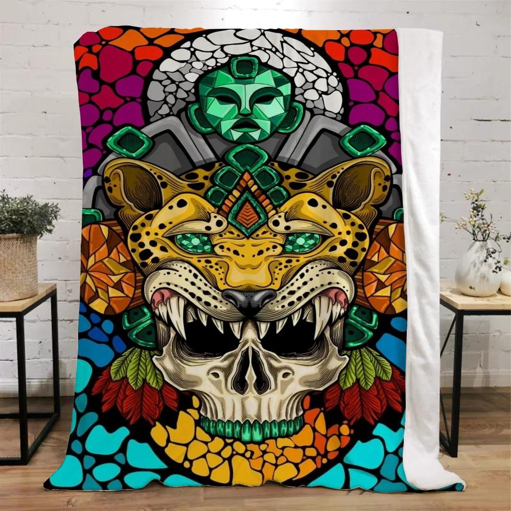 Mexico Flower Skull Custom Blanket King Size Hairy Blankets for Bed Throw Home Interior Knitted Plaid Luxury Bedding Beach Towel