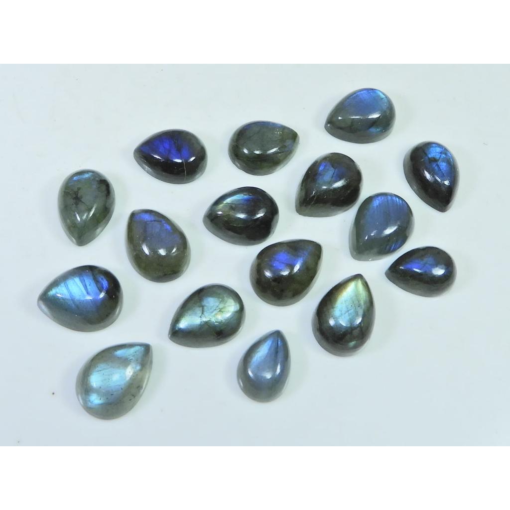10X13MM Natural Labradorite Blue Fire Pear Cabochon Loose Gemstone 16Pcs Lot C-1099