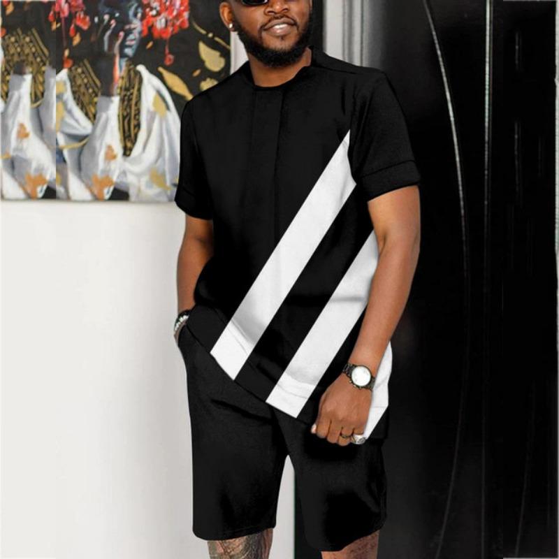 

Летний мужской комплект, модный комплект из 2 предметов, мужская футболка, шорты, брюки, костюм, повседневный короткий спортивный костюм, наряд, свободная винтажная мужская одежда 6XL