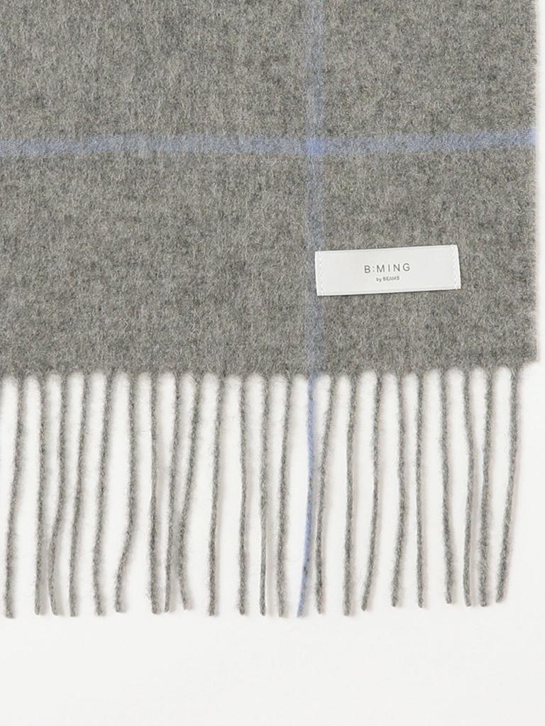B:MING LIFE STORE by BEAMS Men's Windowpane Check Scarf, Grey Free