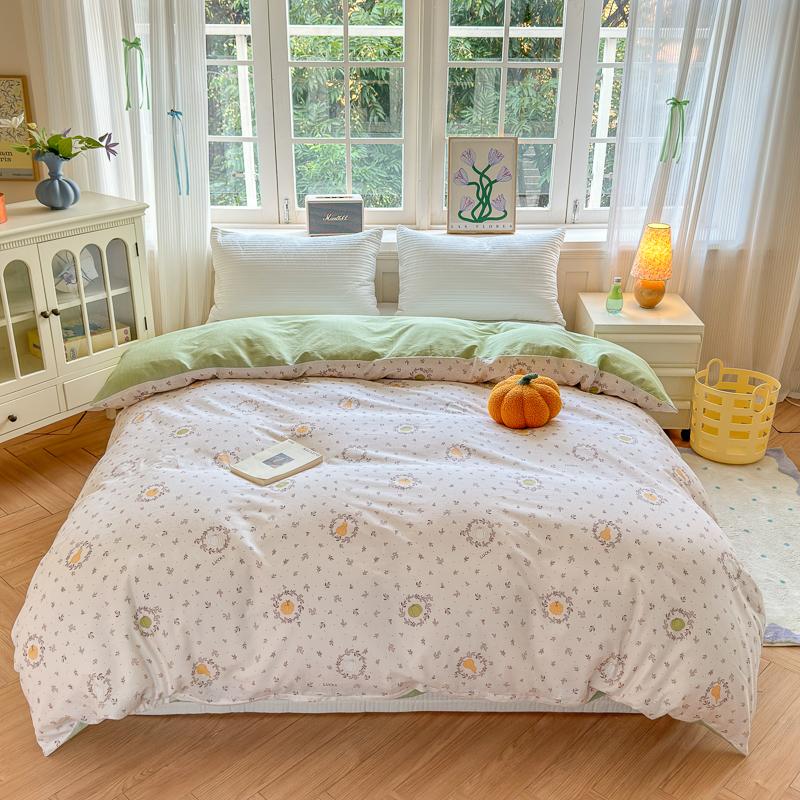 Floral Printed Duvet Cover 1Piece- Cotton Luxury Bedding, Pre-Washed For Softness, For Bedroom Decor - Zipper Closure