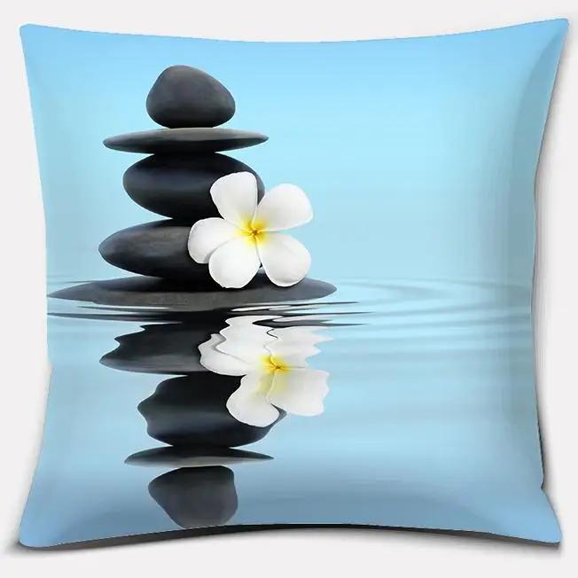 45X45Cm Buddha Zen Stone Buddhist Flower Pillow Case Home Office Decoration Throw Pillow Case Bedroom Sofa Cushion Cover