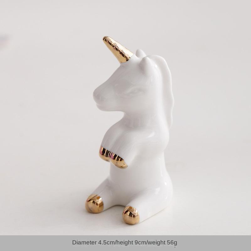 Ceramic Creative Elephant Rabbit Home Bedroom Makeup Desk Ring Necklace Jewelry Rack Ornament Animal Showcase Small Ornament
