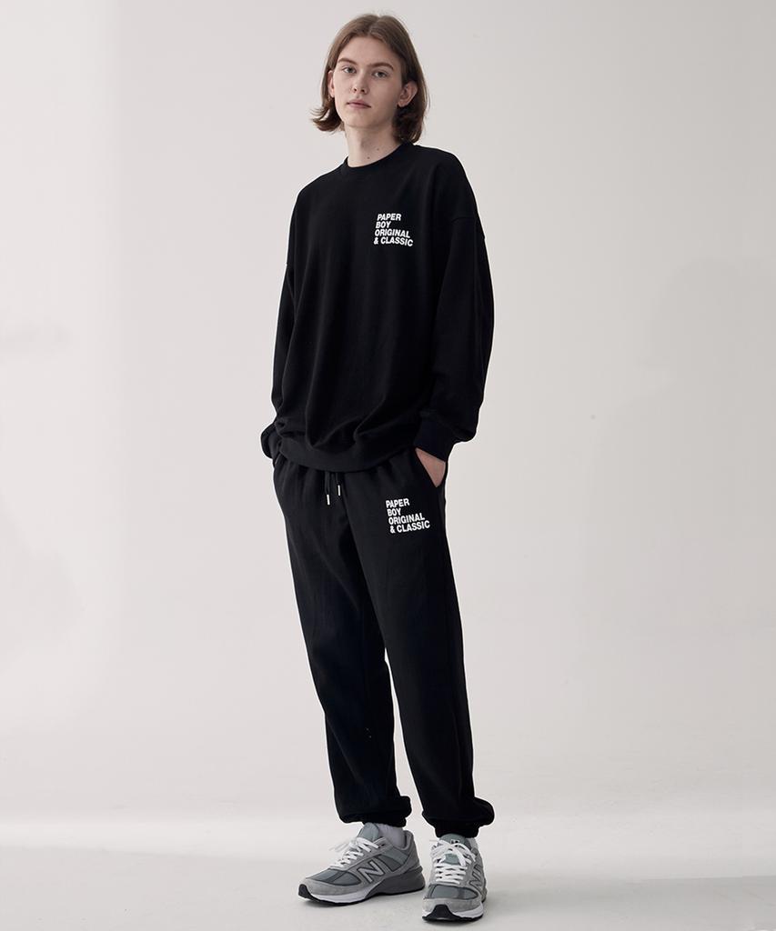 PAPERBOY [Set] Classic Sweatshirt & Sweatpants Setup - Black