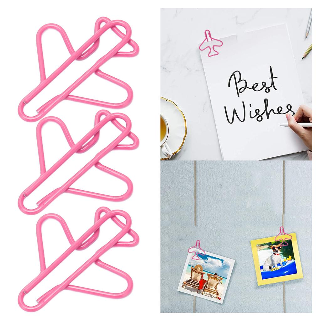 100pcs Airplane Shaped Paper Clips Rust Prevention Plating Process Cute Paper Clip for Scrapbooking Card Making