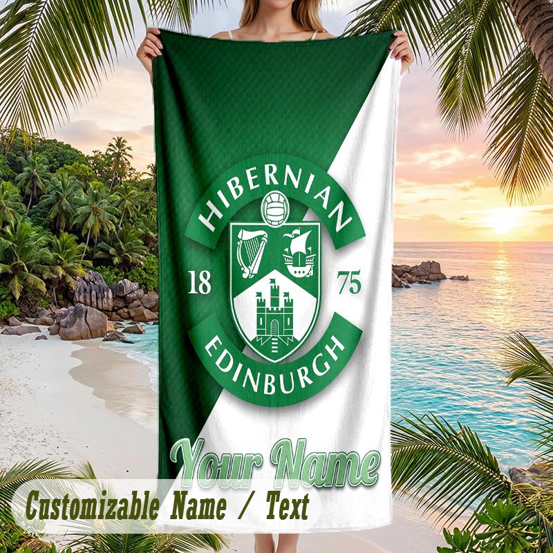 Beach Towel Hibernian FC Print Custom Name Text Soft Towel for Swimming Pool