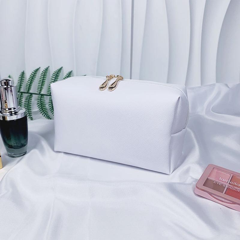 Dopaminová kožená kosmetická taška na úschovu make-upu, osmihranná malá čtvercová taška, jednoduchá jednobarevná dárková kosmetická taška