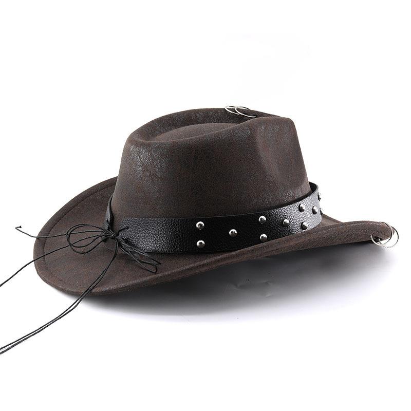 Pălărie Nouă Western Cowboy Vintage din Piele Ecologică pentru Bărbați Pălării Jazz Gentleman Pălărie Panama Cowgirl Sombrero Hombre