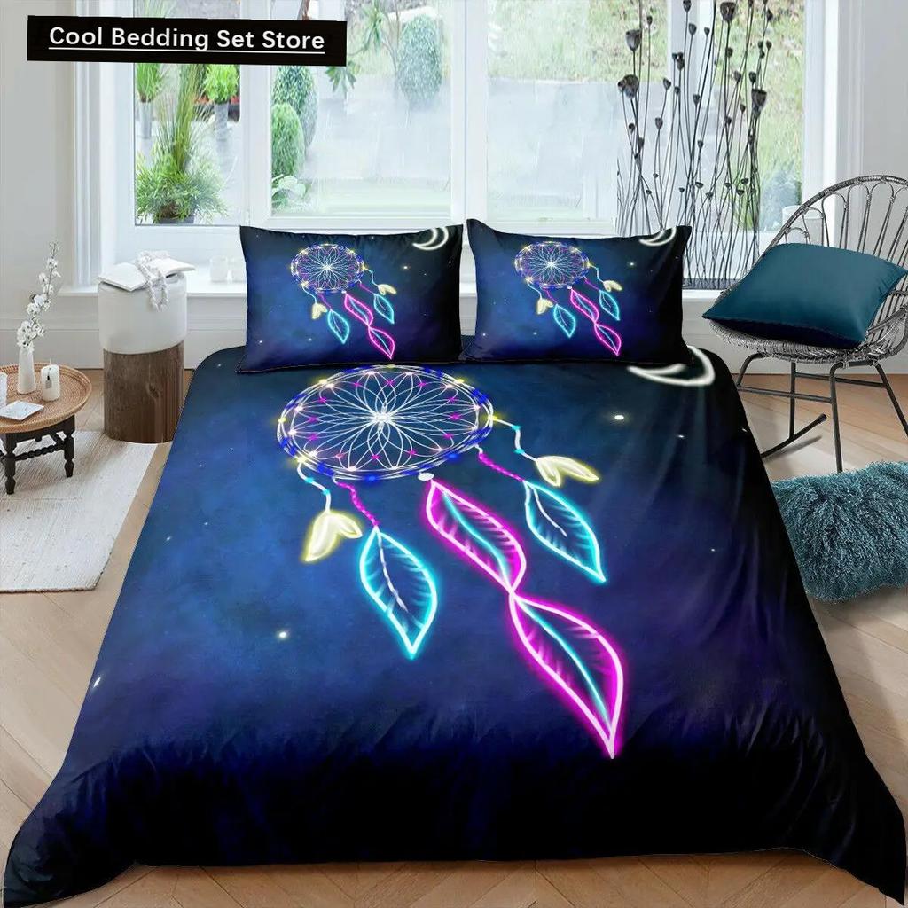 Dream Catcher Duvet Cover Mandala Bohemian Feather Polyester Quilt Cover Exotic Ethnic Tribal Hippie Full Twin Double Queen King