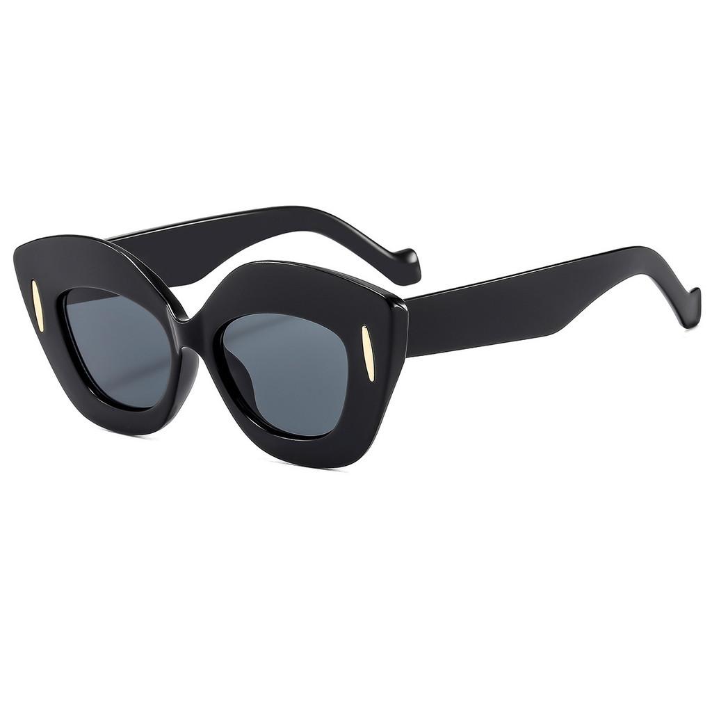 

Modern Cat Eye Sunglasses For Women Uv400 Sun Protection Big Frame Summer Outdoor Black Gray