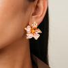 European and American dripping oil flower silver needle simple and sweet earrings niche earrings 