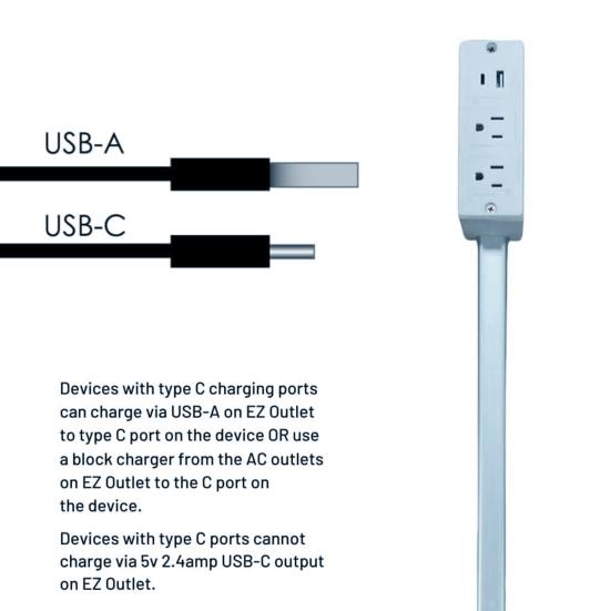 Power Socket Expander with USB-A USB-C 2 AC Outlets Extends 22"-34" Rotates 180-degrees Rotating Base Power Socket Expander