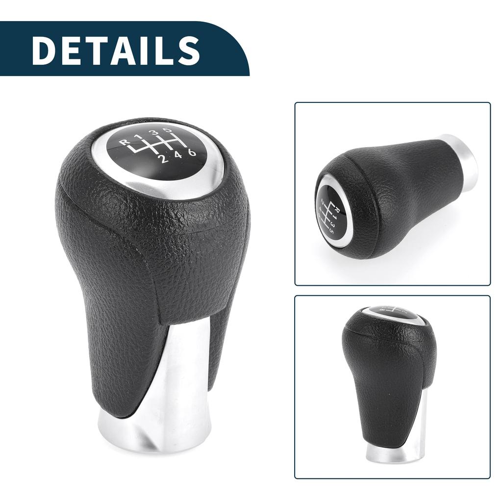 TUCKBOLD Manual Gear Shift Knob for Mazda 3 Front Automotive Gearbox Stick Shifter Lever Black Silver Tone with Plastic Faux 1 Piece 6-Speed CX-5