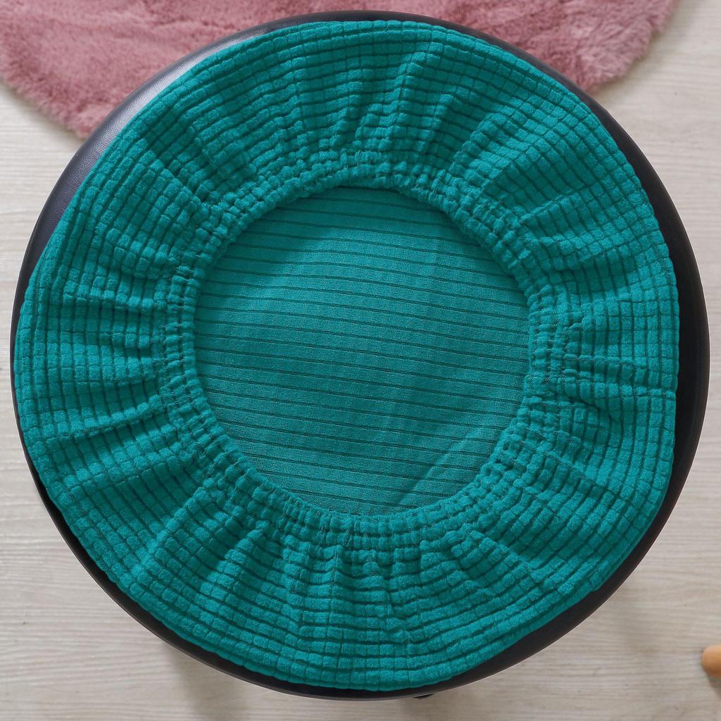 Round Tool Cover Solid Color Dining Bar Stool Cover Elastic Chair Cushion Cover Dustproof Seat Protector Case Home Decorate