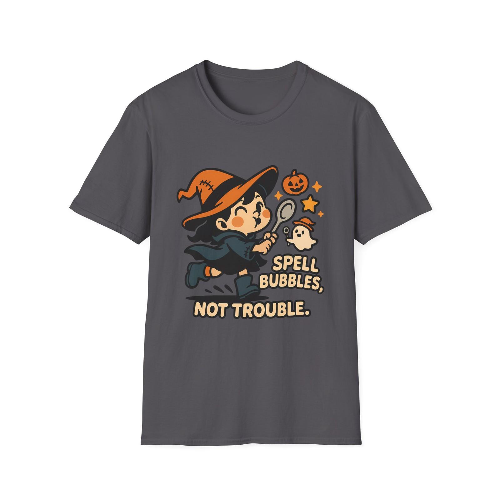 Unisex Softstyle T-Shirt Mens Womens Tees Top Joyful Witch Wand Funny Ghost Pumpkin Bubble Halloween S