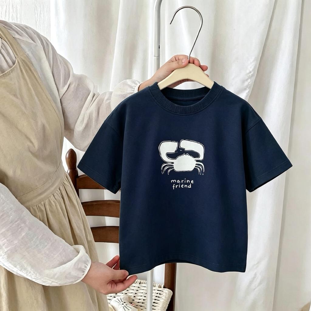 Print Strawberry Girl's T-shirt Summer New Kids Clothing Short Sleeve Tops Tees Crewneck Casual Simple Children's Tshirts