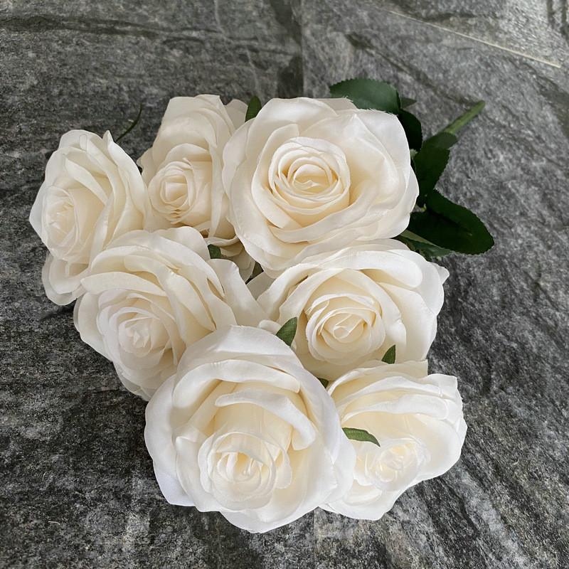 7 Silk Branch Realistic Artificial Roses Wedding Photography Props Decor Home