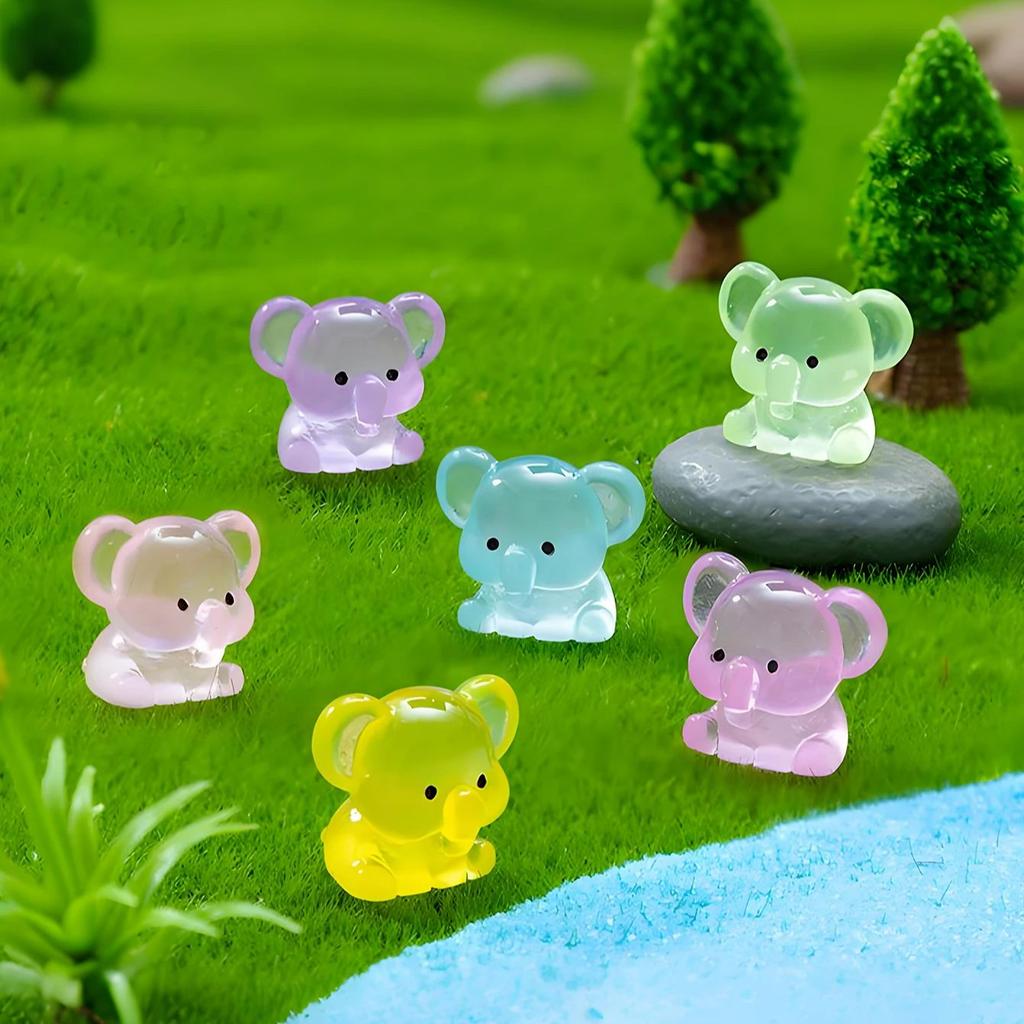 10/20Pcsmini Resin Cute Glowing Elephants Animals Home Decor For Diy Fairy Garden Micro Landscape