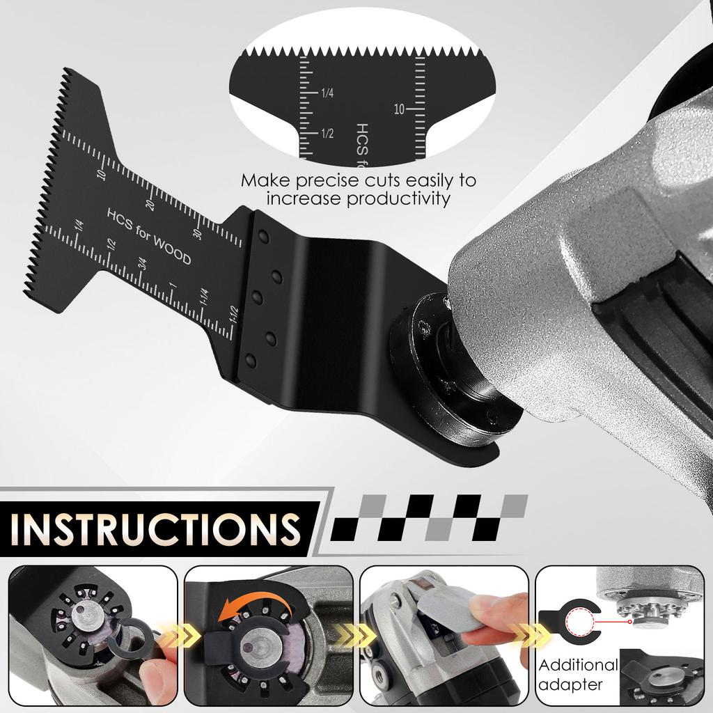 4/24 Pcs Universal Oscillating Saw Blade Kit Professional Saw Blades Multitool Blade Kit with 3 Adapter for Wood Plastic Cutting
