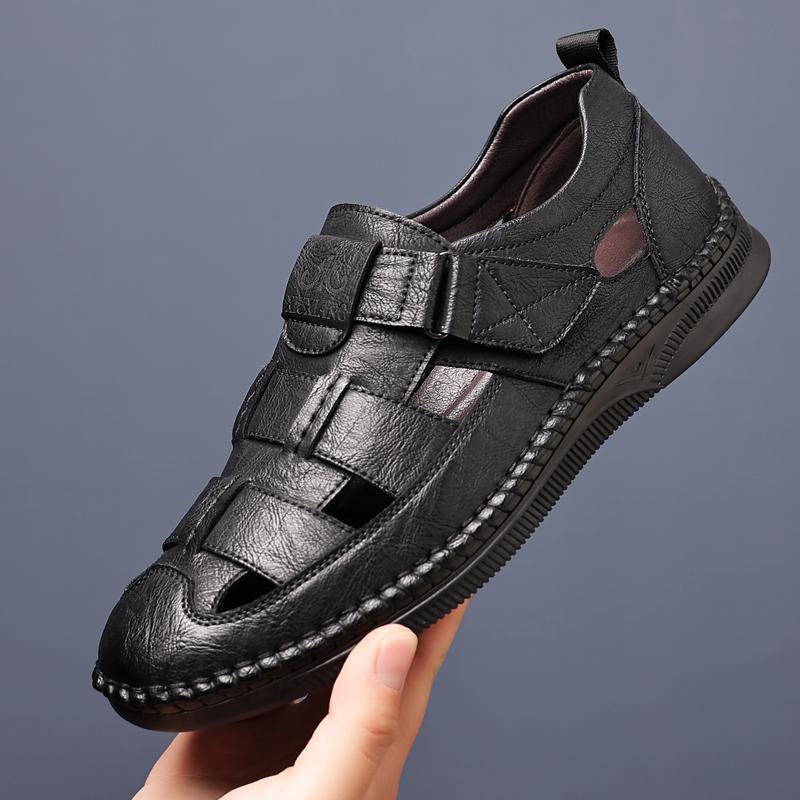 Luxury Brand Men's Sandals Classics Outdoor Walking Shoes Comfortable Men Flats Casual Leather Sandals New Summer Leisure Shoe