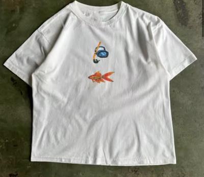 Unisexs And Unisexs Summer Pure Cotton Fashion Casual Loose Pattern Print Sports Breathable Round Neck Tshirt