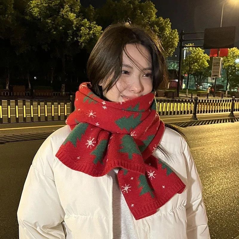 2026 New Year Christmas Gift Knitted Scarf Soft Cozy Thick Winter Windproof Warm Scarf Outdoor Motorcycles Ski Mask Scarfs